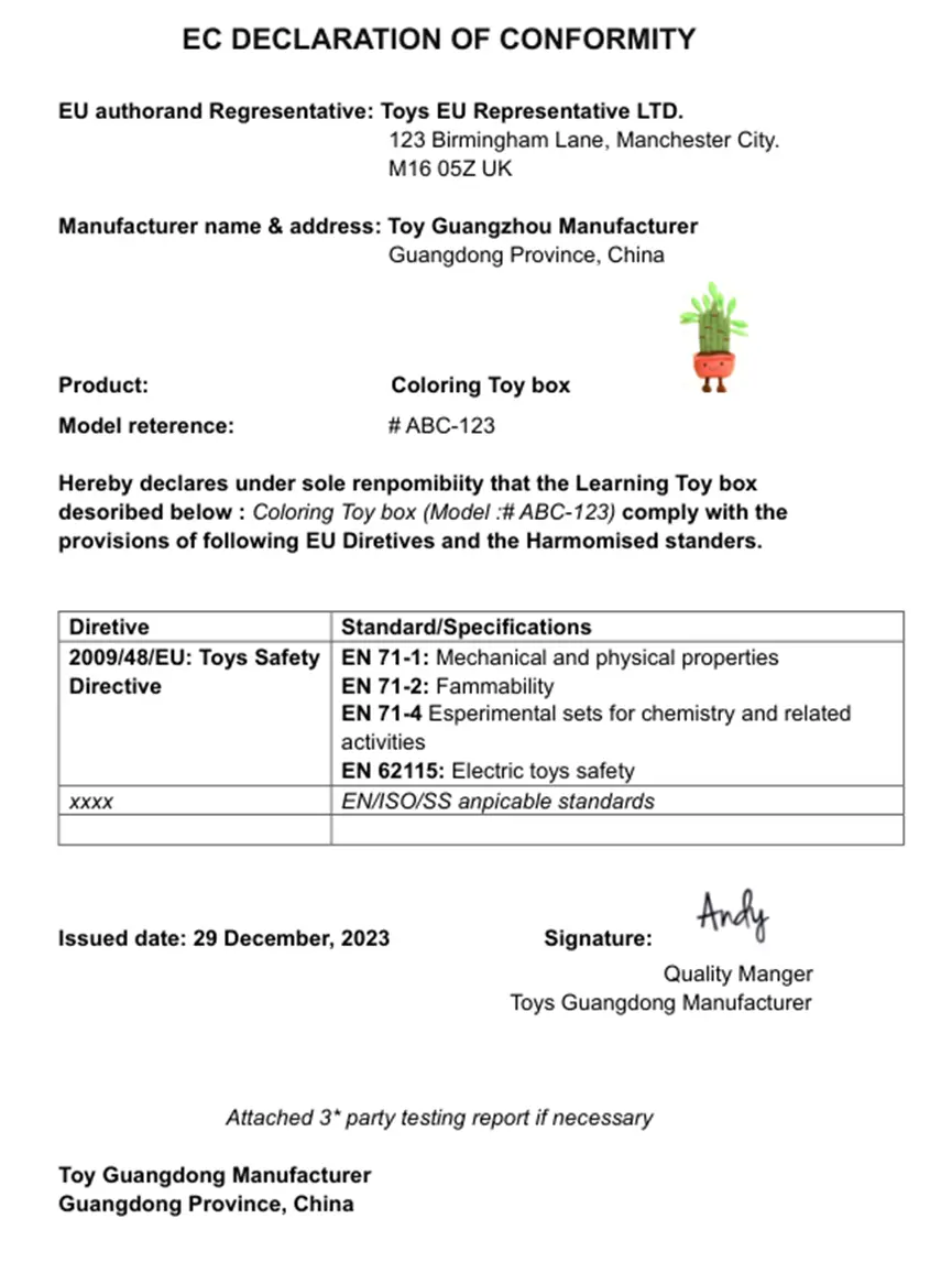 EU Declaration of Conformity (DoC) Compliance