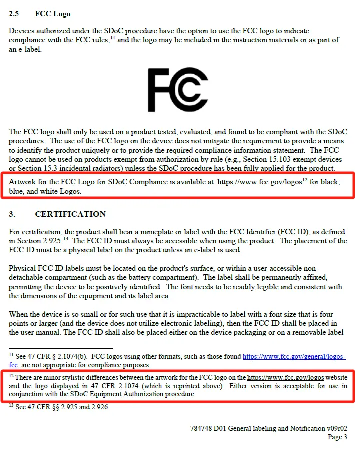 USA FCC LOGO Usage Instructions