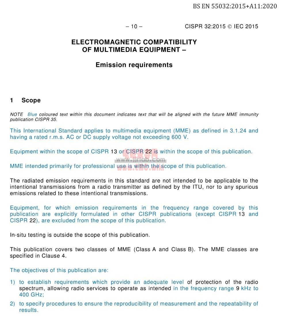 Differences between EN 55032 and IEC61326-1